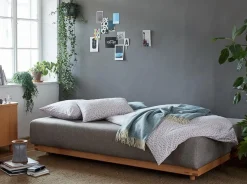 Grüne Erde Schlafsofa Nebo B200 x T108 x H72, Sitzhöhe 42cm/Sitztiefe 85cm, inkl. 2 Kissen (80 x 55cm), Wollstoff Tano Natur (79),