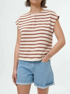 Grüne Erde Shirt aus Bio-Baumwolle, 56 offwhite/kastanie jacquard ringel, 38, GOTS