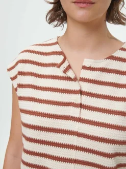 Grüne Erde Shirt aus Bio-Baumwolle, 56 offwhite/kastanie jacquard ringel, 38, GOTS