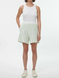 Grüne Erde Short aus Bio Baumwolle, 51 pastellgrün/weiss ringel, S, GOTS