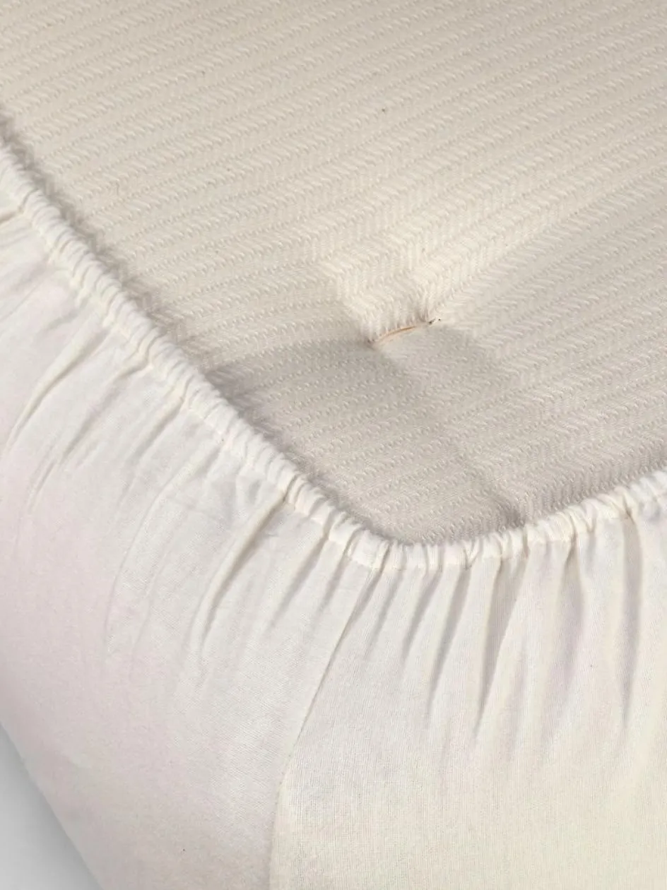 Grüne Erde Spannleintuch ILVA, natur hell, 90 x 200 x 19/22 cm, 100 % Baumwolle, Flanell, GOTS