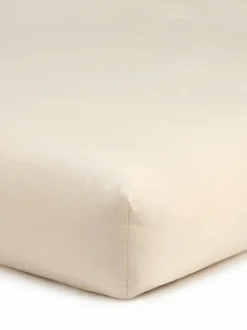 Grüne Erde Spannleintuch MAYA, natur, 90 x 200 x 19/22 cm, 100 % Baumwolle, Satin, GOTS