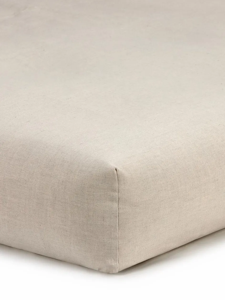 Grüne Erde Spannleintuch SILVAN, natur, 90 x 200 x 19 cm, 60 % Leinen/40 % Baumwolle, Bauernleinen, GOTS