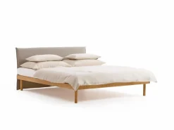 Grüne Erde Stoffhousse für Stegbetthaupt Jukai Pur, B = 140 cm, Baumwollstoff Ondula Taupe (140)