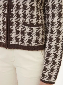 Grüne Erde Strickjacke aus Alpakawolle, 09 hahnentritt chocolate, S