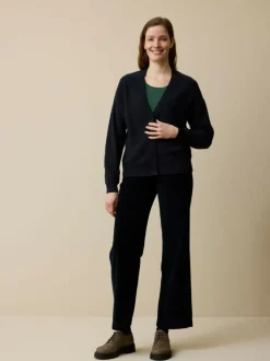 Grüne Erde Strickjacke aus Bio-Baumwolle und Wolle, 38 navy, L, GOTS