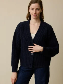 Grüne Erde Strickjacke aus Bio-Wolle, 39 dunkelblau, L, GOTS