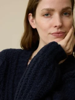 Grüne Erde Strickjacke aus Bio-Wolle, 39 dunkelblau, L, GOTS