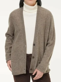 Grüne Erde Strickjacke aus Yakwolle, 64 hasel melange, S