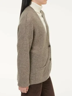 Grüne Erde Strickjacke aus Yakwolle, 64 hasel melange, S