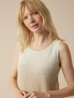 Grüne Erde Stricktop aus Bio-Baumwolle und Leinen, 77 strick degradé, S, GOTS