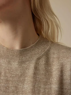 Grüne Erde Stricktop aus Bio-Leinen und Wolle, 52 leinen melange, L, GOTS