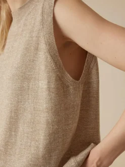 Grüne Erde Stricktop aus Bio-Leinen und Wolle, 52 leinen melange, L, GOTS