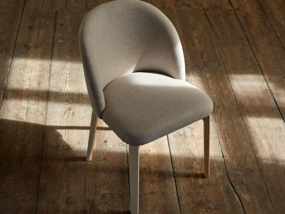 Grüne Erde Stuhl Belmont ohne Armlehne 54X60/45X83/48 cm, mit Bezug, Wollstoff Tano Natur (79),