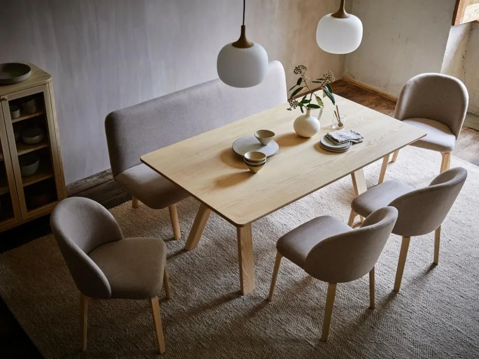 Grüne Erde Stuhl Belmont ohne Armlehne 54X60/45X83/48 cm, mit Bezug, Wollstoff Tano Natur (79),