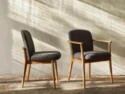 Grüne Erde Stuhl Kilian, mit Armlehne, Wollstoff Tano Natur (79),