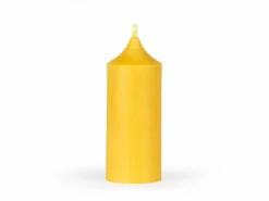 Grüne Erde Stumpenkerze aus Bienenwachs, H 13 cm, ø 5 cm