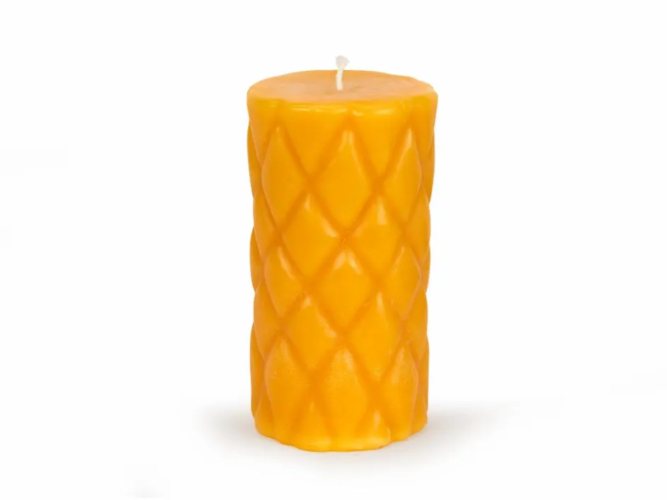 Grüne Erde Stumpenkerze Relief aus Bienenwachs, , Höhe 15 cm, ø 8 cm