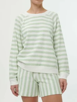 Grüne Erde Sweater aus Bio Baumwolle, 51 pastellgrün/weiss ringel, S, GOTS