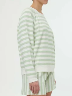 Grüne Erde Sweater aus Bio Baumwolle, 51 pastellgrün/weiss ringel, S, GOTS