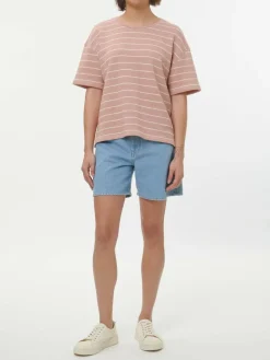 Grüne Erde Sweatshirt aus Bio Baumwolle, 85 camelie/offwhite, S, GOTS