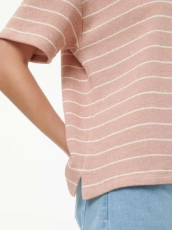 Grüne Erde Sweatshirt aus Bio Baumwolle, 85 camelie/offwhite, S, GOTS