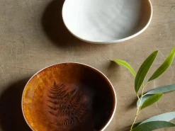 Grüne Erde Teller aus Porzellan mit Farn, weiß, ø 12 cm