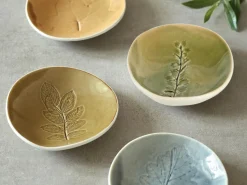 Grüne Erde Teller aus Porzellan mit Eichenblatt, rauchquarz, ø 12 cm