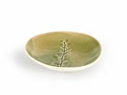 Grüne Erde Teller aus Porzellan mit Stechpalme, lorbeer, ø 12 cm