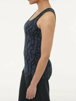 Grüne Erde Top aus Bio Baumwolle, 82 print mitternachtblau, 38, GOTS