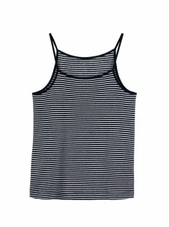 Grüne Erde Top aus Bio Leinen/Baumwolle, 55 navy/offwhite ringel, 38, GOTS