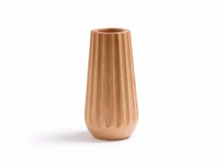 Grüne Erde Vase aus Erlenholz, Kannelur, H 26,5 cm, geölt, inkl. Glaseinsatz