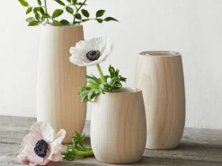 Grüne Erde Vase aus Eschenholz, inkl. Glaseinsatz, H 12 cm, ø 8 cm