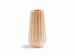 Grüne Erde Vase aus Zirbenholz, Kannelur, H 26,5 cm, nicht geölt, inkl. Glaseinsatz