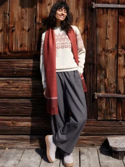 Grüne Erde Webschal aus Alpakawolle, 76 mahagoni, one size