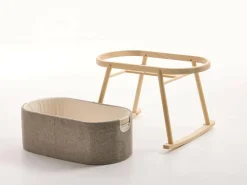 Kinder Grüne Erde Wiege Serafina, inkl. Housse und Matratze, Wollstoff Tano Natur (79), Esche