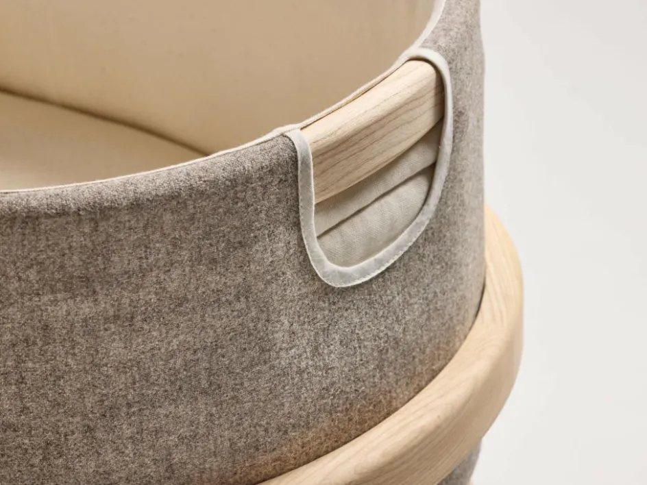 Kinder Grüne Erde Wiege Serafina, inkl. Housse und Matratze, Wollstoff Tano Natur (79), Esche