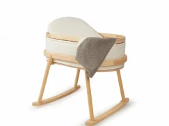 Kinder Grüne Erde Wiege Serafina, inkl. Housse und Matratze, Wollstoff Tano Natur (79), Esche