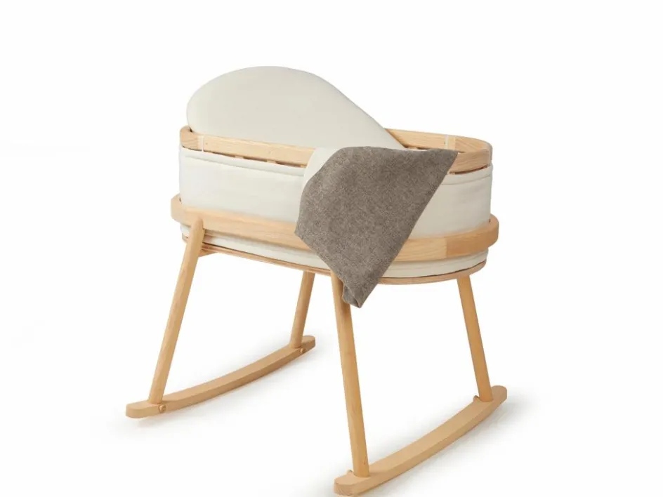 Kinder Grüne Erde Wiege Serafina, inkl. Housse und Matratze, Wollstoff Tano Natur (79), Esche