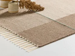 Grüne Erde Wollteppich Kelim Mata, , 70 x 140 cm