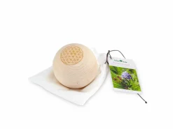 Grüne Erde Zirbenkugel mit der Blume des Lebens, ø 7 cm